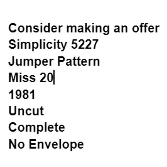 Simplicity 5227 Pattern Jumper Miss 20 Uncut Slim Fit Boho Back Zip Scoop Neck - Picture 3 of 7